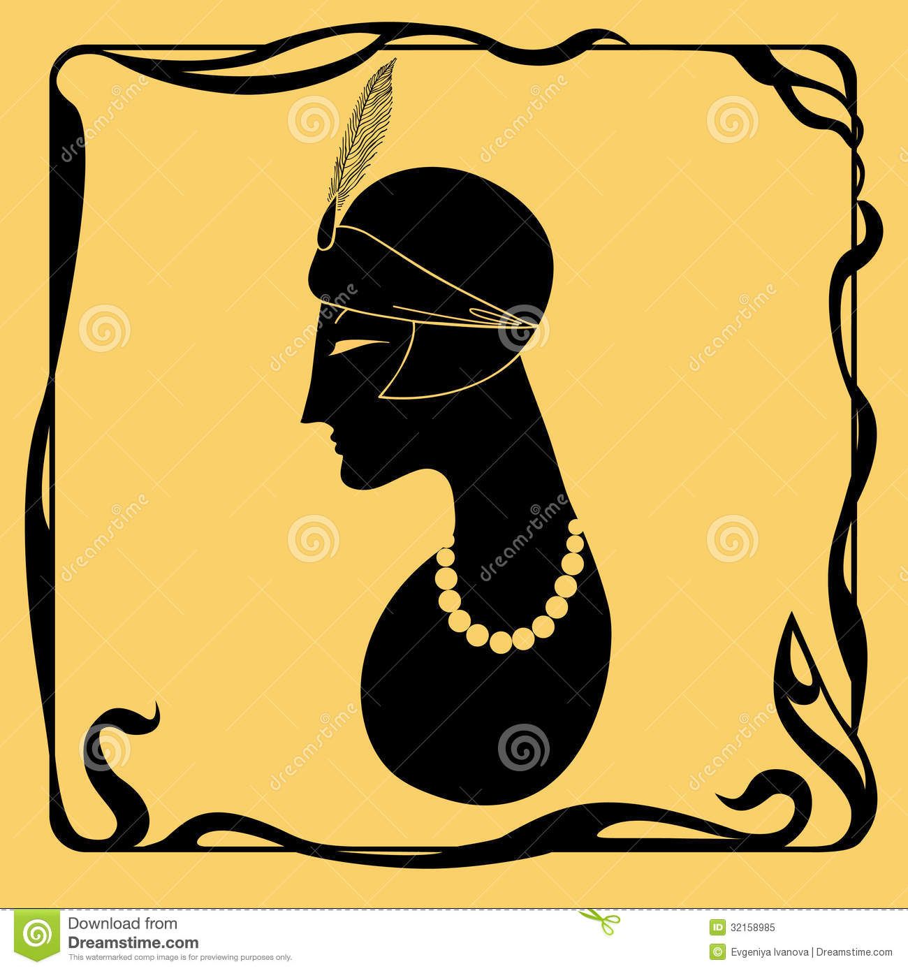 1300x1390 Art Deco Woman Silhouette Royalty Free Stock Photo