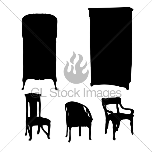 500x500 Art Nouveau Furniture Silhouettes Gl Stock Images