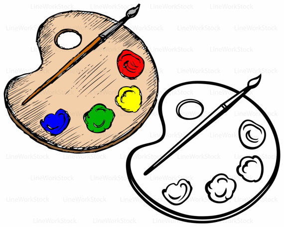 570x456 Palette Brush Svgpalette Clipartpalette Svgpalette Silhouette