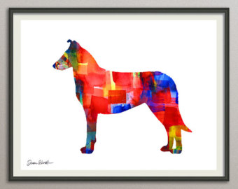 340x270 Vizsla Dog Art Print Watercolor Print Silhouette Painting