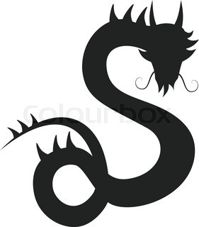 281x320 Chinese Dragon Silhouette Isolated On White Background. Stock