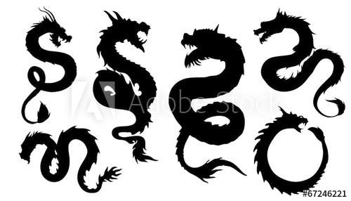 500x286 Chinese Dragon Silhouettes
