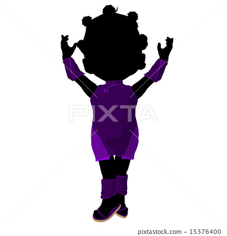 450x468 Little African American Asian Girl Silhouette Illustration
