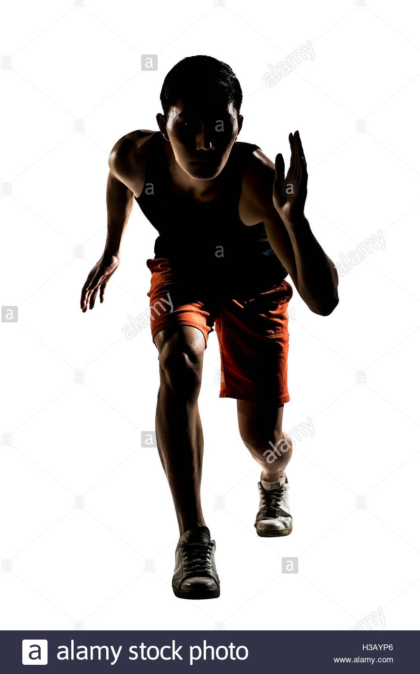 866x1390 Silhouette Of Young Asian Athlete Running Stock Photo 122557854