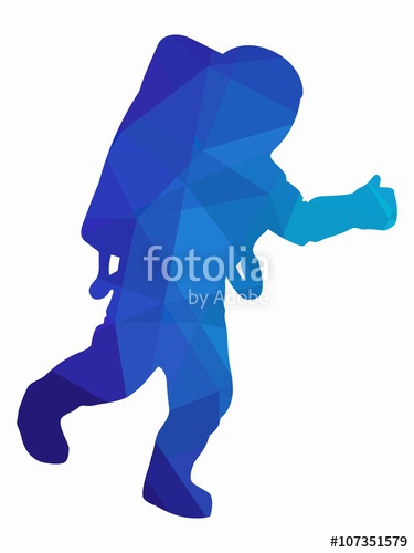 375x500 Silhouette Of Astronaut, Vector Drawing Stock Image And Royalty