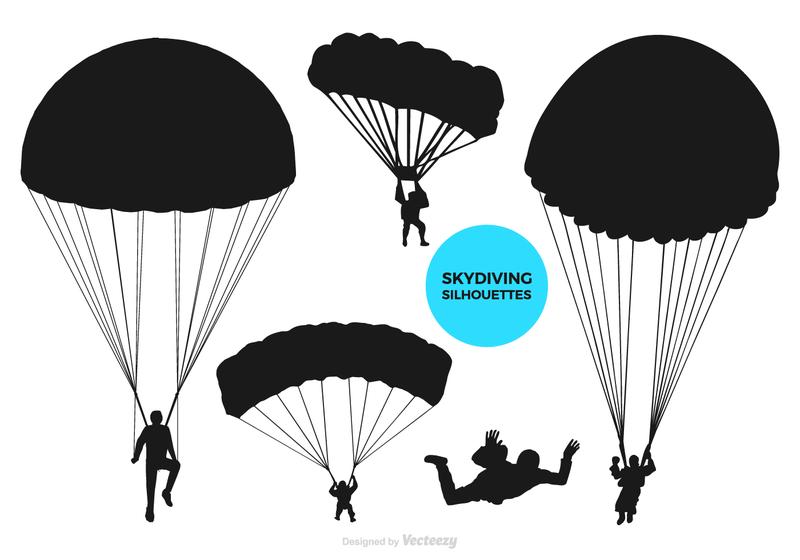 800x560 Paragliding And Skydiving Vector Black Silhouettes