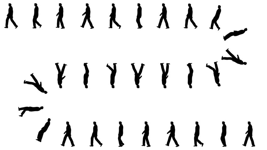 852x480 Crowd Silhouettes Walking, Seamless Loop Stock Footage Video