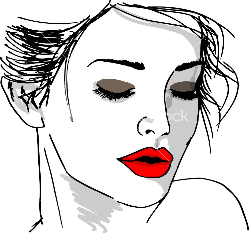 1000x936 Sketch Of Beautiful Woman Face. Vector Illustration Stock Image