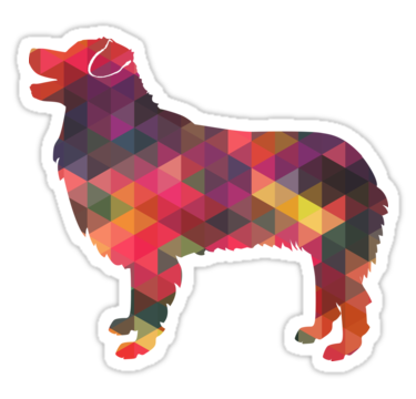 375x360 Australian Shepherd Dog Breed Geometric Silhouette Multi Stickers