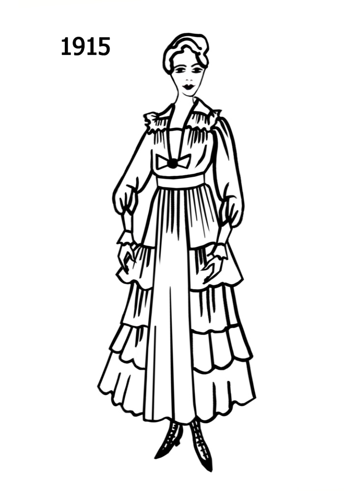 700x1000 Costume Silhouettes 1914 1915 Free Line Drawings