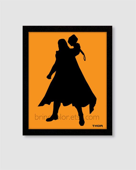 570x713 Superhero Mighty Thor Avengers Silhouette Wall Art Print 8x10