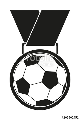 334x500 Black White Soccer Award Medal Silhouette. Stock Image