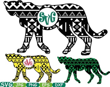 350x279 Aztec Leopard Safari Monogram Circle Cutting Zoo Silhouette School