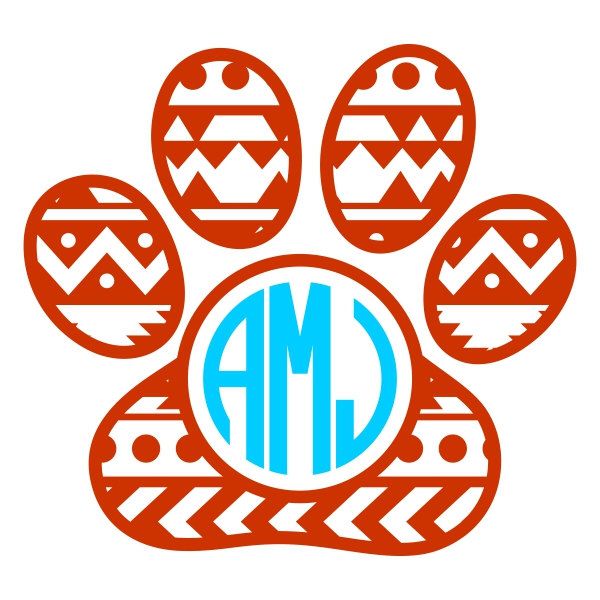 600x600 Aztec Print Paw Cub Cuttable Design Svg, Dxf, Eps Use