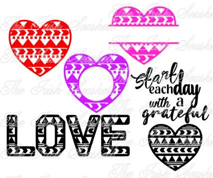 427x356 Aztec Tribal Heart Valentines Monogram For Silhouette Cameo