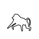 160x160 Baboon Silhouette Outline On White Background Stock Image