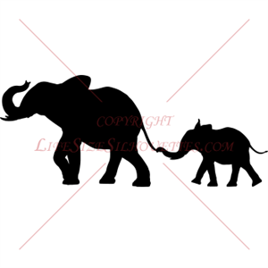 300x300 Mother Amp Baby Elephant Silhouette (Safari Animal Decor) Baby