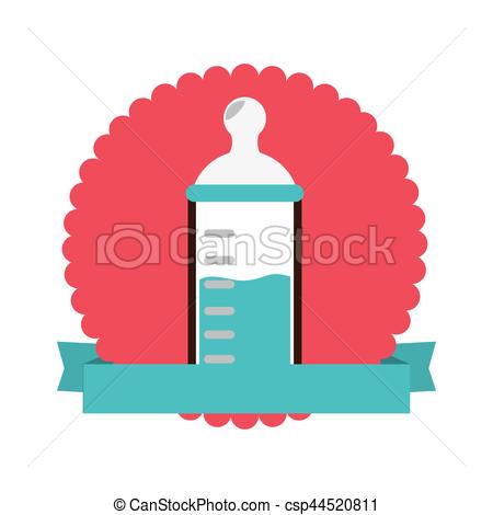 450x470 Colorful Silhouette With Baby Bottle In Circle With Ribbon
