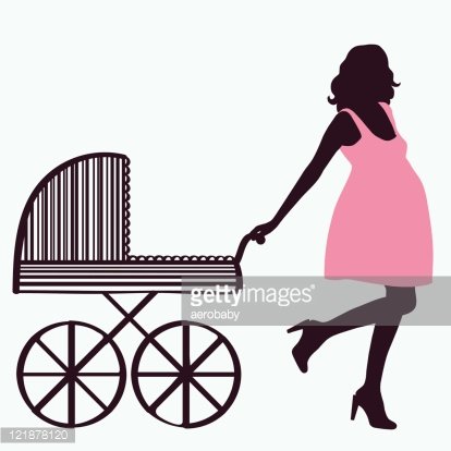 414x414 Woman Silhouette With Baby Premium Clipart