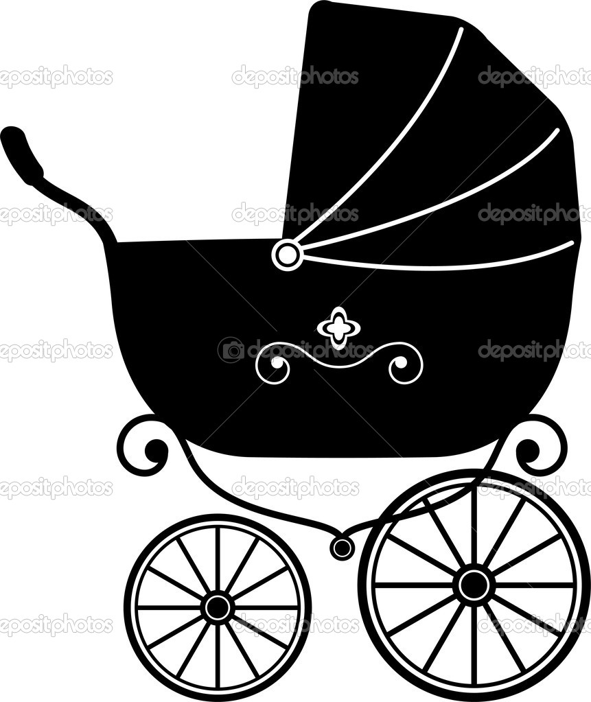 861x1023 Baby Stroller (Silhouette) Stock Vector Jara3000