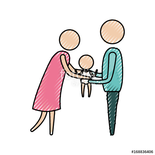 500x500 Color Crayon Silhouette Of Pictogram Woman And Man Holding A Baby