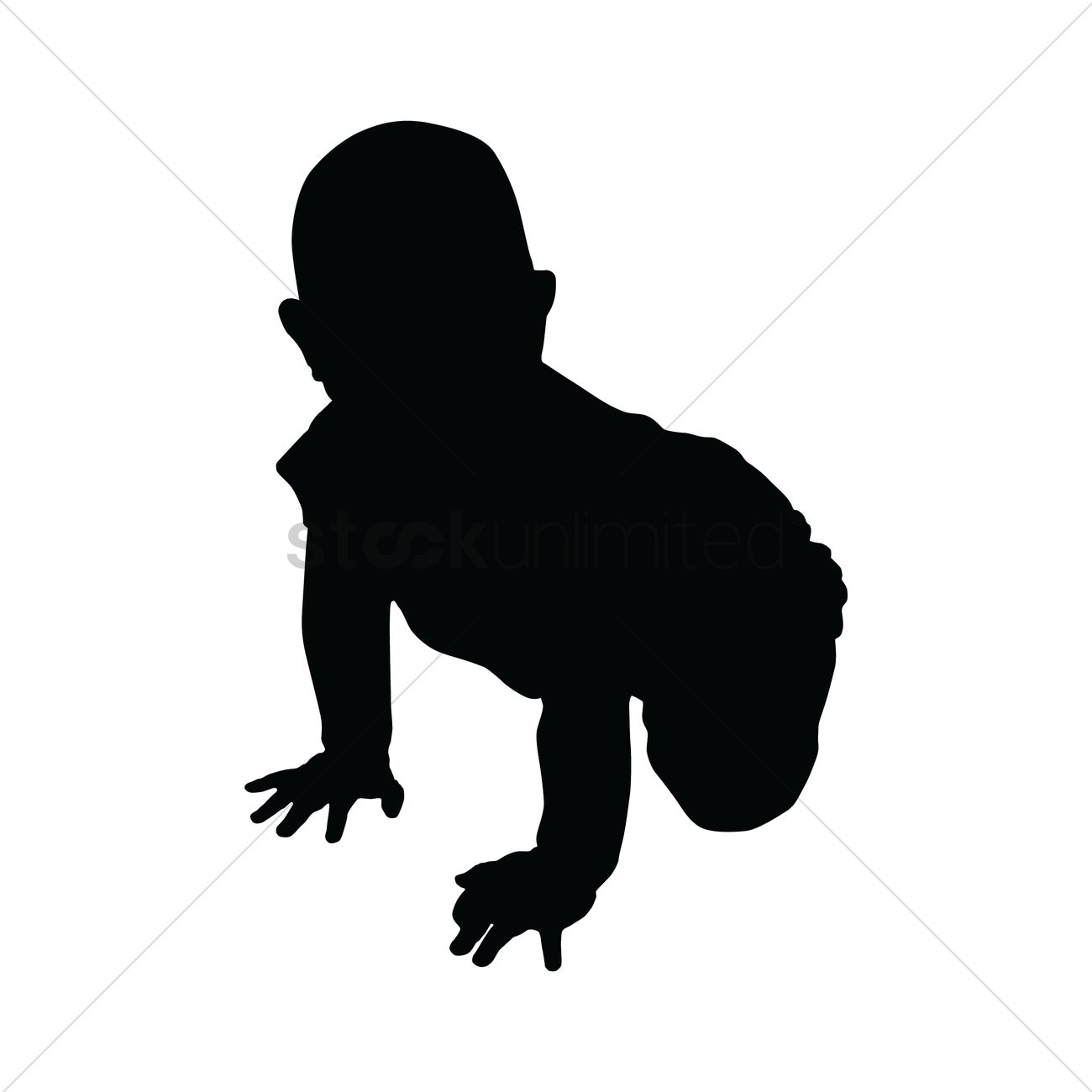 1300x1300 Silhouette Of Baby Crawling Vector Image