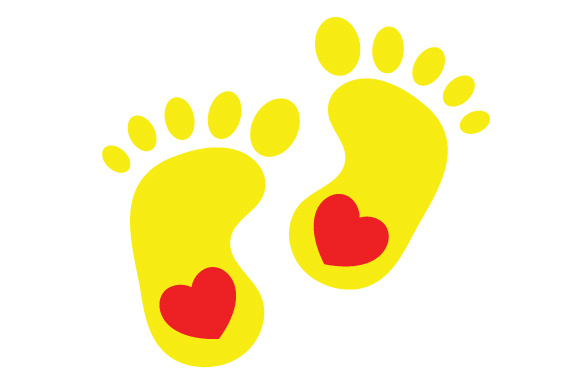 580x387 Yellow Baby Feet Silhouette Svg Cut File By Creative Fabrica