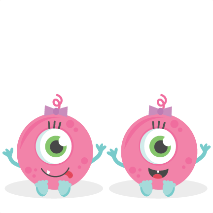 432x432 Twin Baby Girl Monsters Svg Scrapbook Cut File Cute Clipart Files