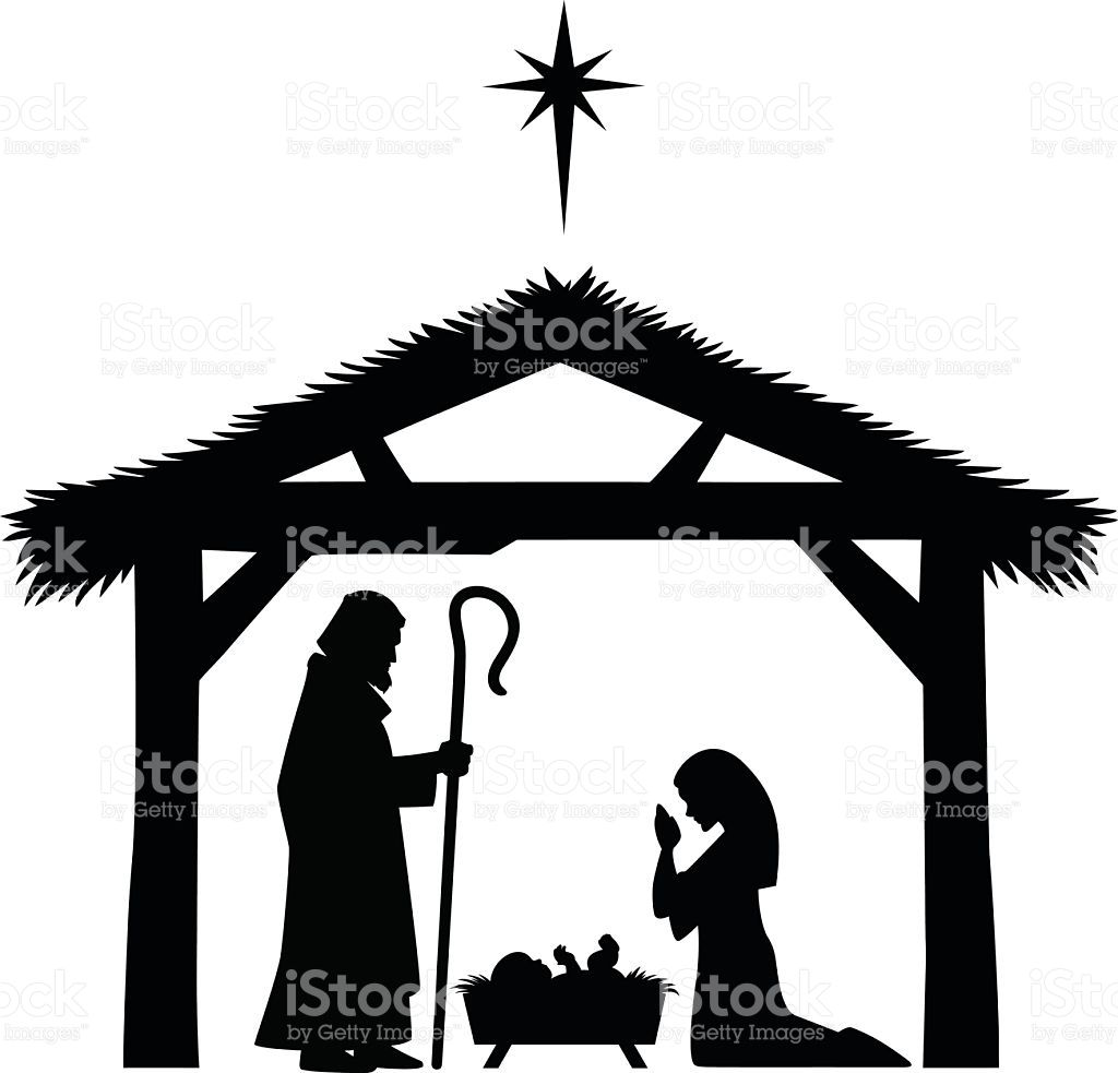 1024x983 A Vector Illustration Of Mother Mary And Baby Jesus Silhouette