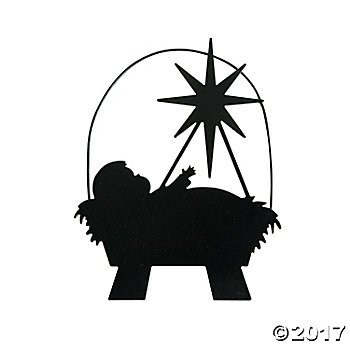 350x350 Metal Baby Jesus In Manger Silhouette