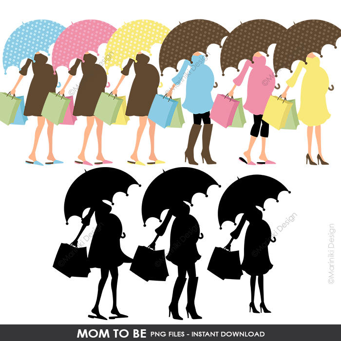 700x700 Mom To Be Clipart, Pregnant Woman Umbrella Shopping Silhouette