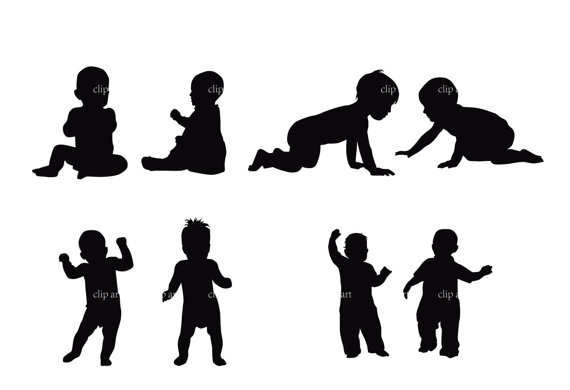 570x390 Baby Silhouette Digital Clipart Vector Eps Png Files Clip Art