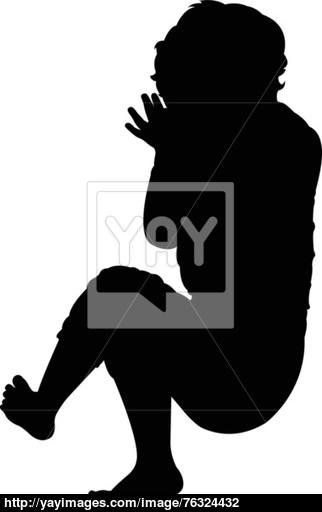 322x512 Two And A Half Years Old Baby Boy Sleeping, Silhouette Vector