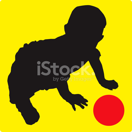 439x440 Baby With Ball Silhouette (Vector Illustration) Stock Vector