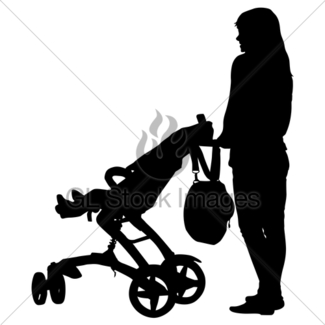 325x325 Silhouette Of A Family With A Baby Stroller Gl Stock Images
