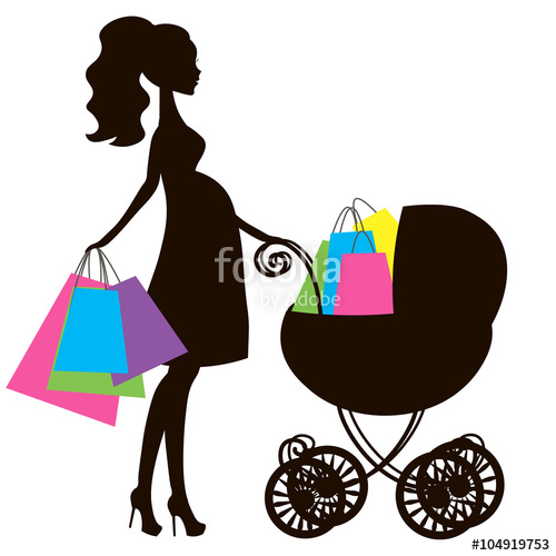 500x500 Silhouette Cute Stroller, Vintage Baby Carriage, Online Store