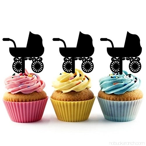 500x500 Baby Stroller Silhouette Party Wedding Birthday Acrylic Cupcake