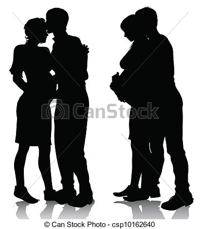 411x470 Couple Silhouette Expecting A Baby. Vector Illustration Eps