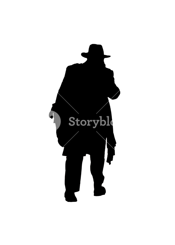 714x1000 Isolated Graphic Silhouette Back View Senior Fat Man With Hat