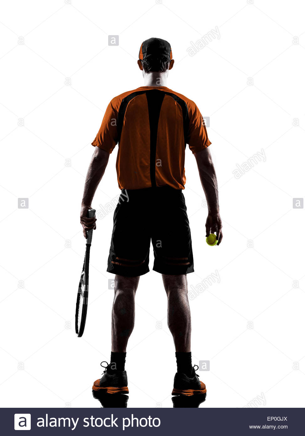 973x1390e Man Tennis Player Back Rear View In Silhouette Isolated