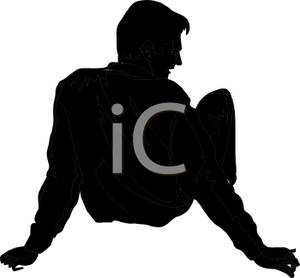 300x278 Black Silhouette Of A Man Sitting And Leaning Back On His Arms