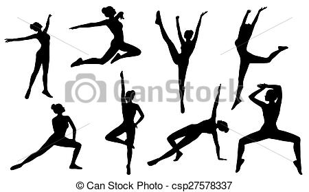 450x279 Silhouette Poses, Woman Aerobics Fitness On White Drawings
