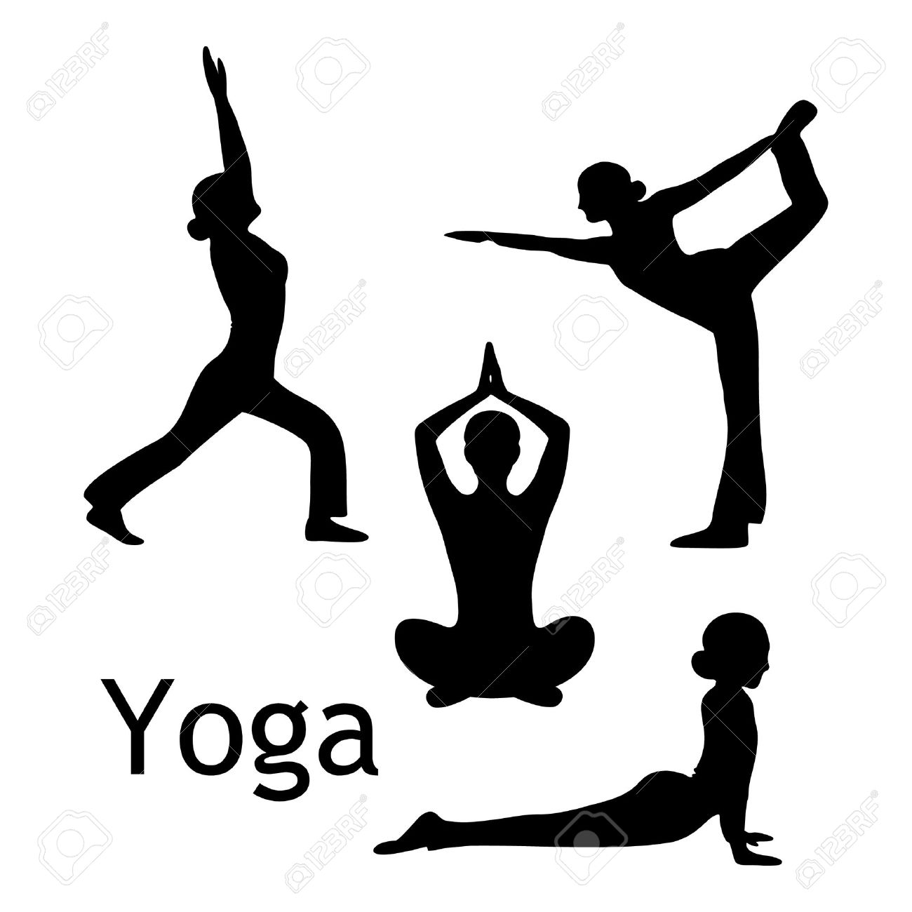 1300x1300 Yoga Poses Silhouette Isolated On White Background Royalty Free