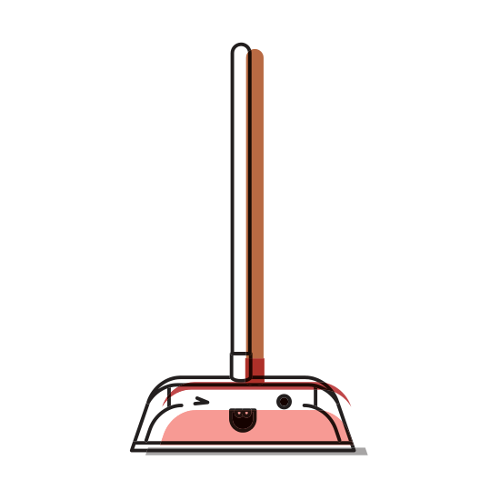 550x550 Kawaii Dustpan With Wooden Stick In Colorful Watercolor Silhouette