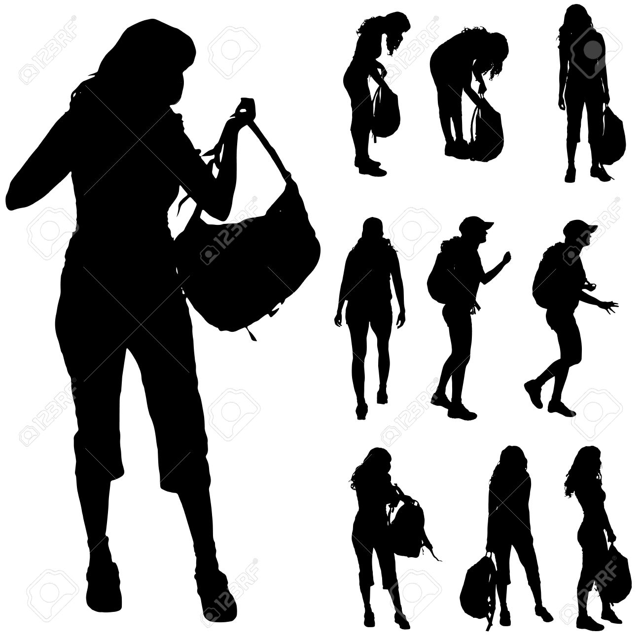 1300x1300 Female Hiker Silhouette Clipart
