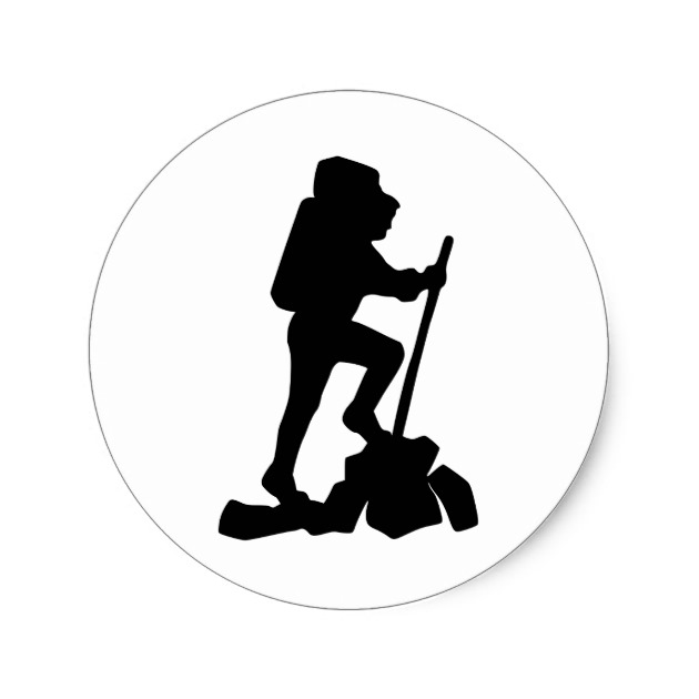 630x630 Hiker Silhouette Emblem Graphic Design Backpacker Classic Round