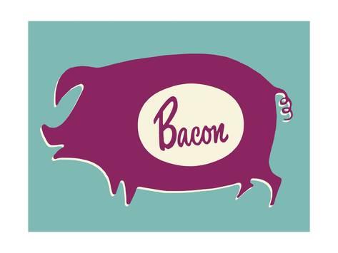 473x355 Bacon Pig Silhouette Print By Pop Ink