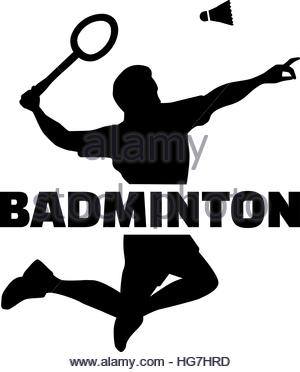 300x372 Badminton Player Silhouette With Word Stock Photo 130697483