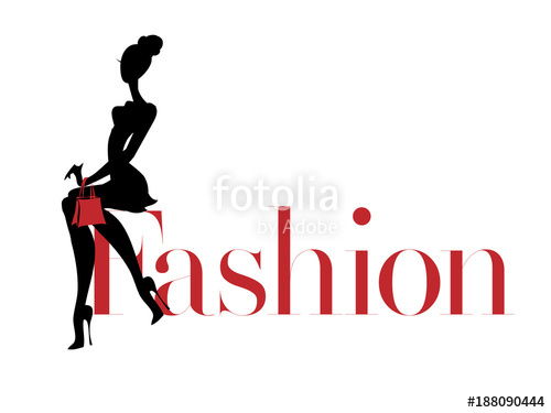 500x375 Black And White Fashion Woman Silhouette With Red Bag, Boutique
