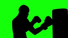 240x134 Boxer Working The Bag Silhouette Against White Background ~ Video